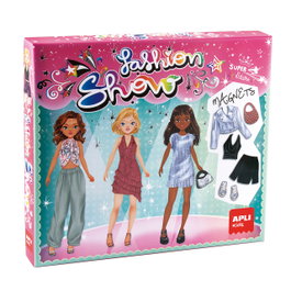 APLI KIDS Jeu magnétique Fashion Show 19799, avec 1 scène et 43 magnets de vêtements et accessoires, pour créateur de mode, dès 6 ans, version espagnole