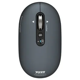Port Designs Souris sans fil PURE 910501 pour Mac Bluetooth Rechargeable USB-C, 3200 DPI, Molette FreeWheel, Gris anthracite