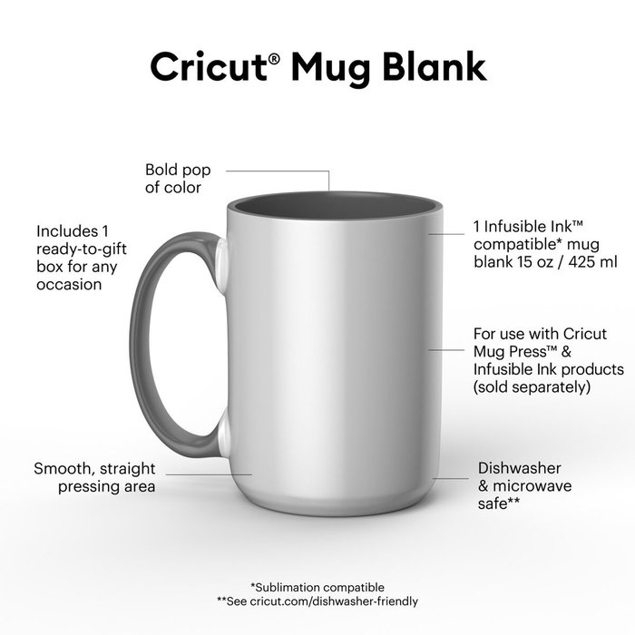 Tasse personnalisable pour plotter de découpe Cricut 2009330 Blanc Gris 425 ml