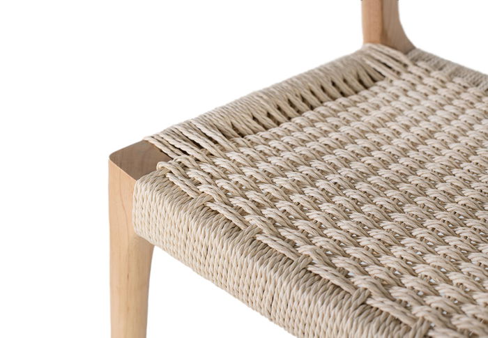 GINER Y COLOMER - Lot de 2 chaises en bois de caoutchouc teinté naturel avec dossier haut et assise en corde artisanale crue - Design élégant et fonctionnel