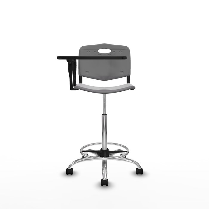 Tabouret Taburete Robledo Pivotant Chlorure de polyvinyle Gris clair Structure chromée Non applicable Sans appui-tête Roulettes en nylon 50 mm