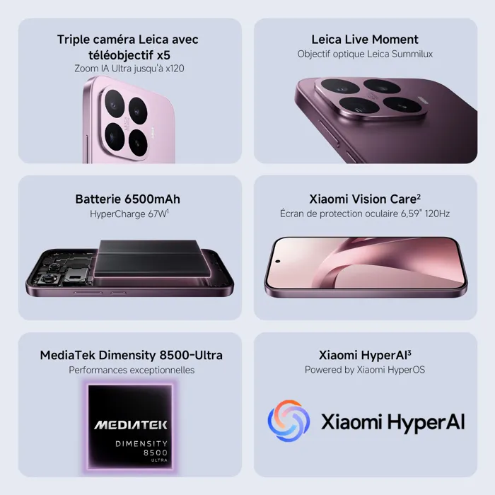 Xiaomi [Officiel] 17T Smartphone 12+256 Go Noir Écran 6,59 Pouces 120 Hz Protection Oculaire Téléobjectif Leica 5x Batterie 6500 mAh