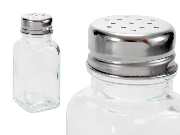 Vivalto Set de 4 Épiciers en Verre 70 ml - Transparent et Argenté 17,5x4,5x17,5 cm (Set de 24) Vivalto Set de 4 Épiciers en Verre 70 ml - Transparent et Argenté 17,5x4,5x17,5 cm (Set de 24)