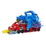 Hot Wheels JBM72 Transporteur 2 en 1 City avec Dragons et 2 Voitures - Jeu de Construction Jouet pour Enfants à partir de 4 Ans