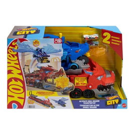 Mattel - Véhicule Hot Wheels City Dragon Transporteur avec 2 Voitures - Jouet Enfant 4 Ans