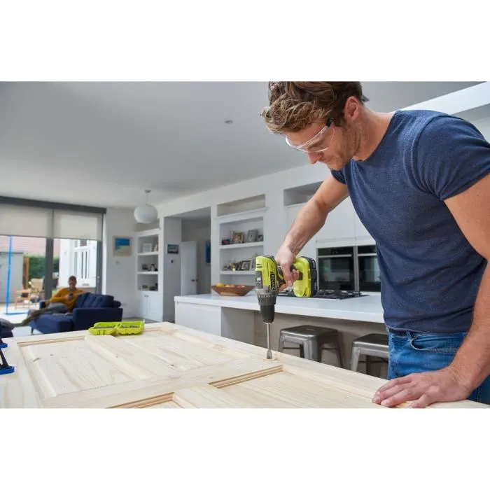 Ryobi - Kit 3 outils sans fil 18V : Perceuse-visseuse R18DD3, meuleuse d'angle 115 mm, scie sauteuse avec 2 batteries Li-ion 4.0 Ah et 2.0 Ah, chargeur et sac de transport