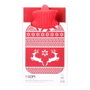 Edm Bouillotte 2 L avec motif rennes nordiques – Housse en laine rouge et blanc