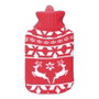 Edm Bouillotte 2 L avec motif rennes nordiques – Housse en laine rouge et blanc