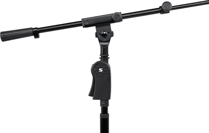 SBG Support Microphone Sol avec Trépied, Hauteur Réglable 1143-1765mm, Pliable Noir