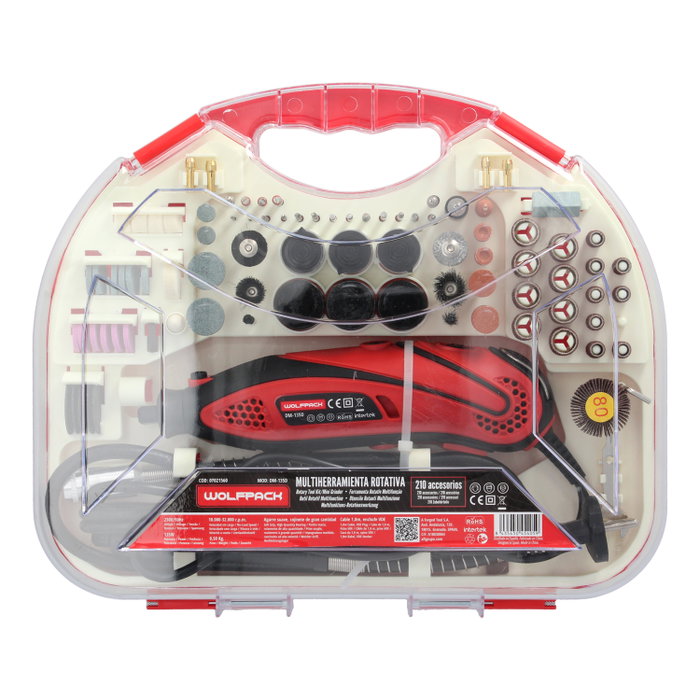 WOLFPACK LINEA PROFESIONAL Multi-outil 130W avec maletín et 210 accessoires WOLFPACK LINEA PROFESIONAL Multi-outil 130W avec maletín et 210 accessoires