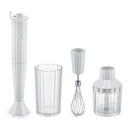 Alessi MDL10S Batteur Plissé Blanc de Michele De Lucchi - Batteur à main, fouet inox, picateur et bol mixeur inclus