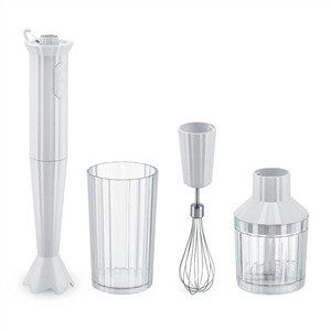 Alessi MDL10S Batteur Plissé Blanc de Michele De Lucchi - Batteur à main, fouet inox, picateur et bol mixeur inclus