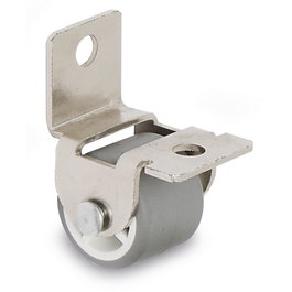 Q&Q Rueda Fija Kety D24 H25, Roue fixe en acier zingué avec support et anneau en caoutchouc gris, Forme en équerre