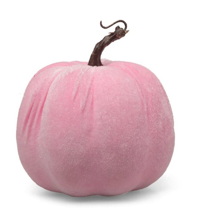 Atosa Citrouille en Velours Rose 16 cm avec Tige Marron