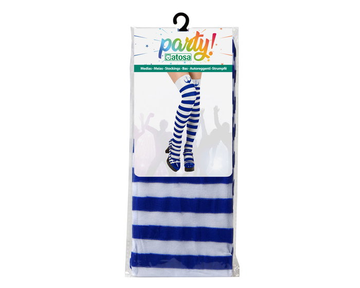 Accessoire marin - Collants rayés pour adultes en polyester bleu pour costume de marin, sirène ou Capitaine - Thème nautique