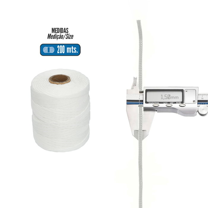 WOLFPACK LINEA PROFESIONAL Corde tressée polypropylène blanche (bobine 200 mètres)