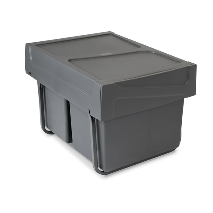 Emuca Recycle Poubelle de recyclage 2x15L Gris anthracite