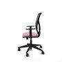 Chaise Motilla Synchro 3 positions tissu Rose Maille Gris Base pyramidale noire Accoudoir 1D Sans appui-tête Roulettes 65mm nylon