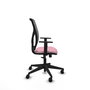 Chaise Motilla Synchro 3 positions tissu Rose Maille Gris Base pyramidale noire Accoudoir 1D Sans appui-tête Roulettes 65mm nylon