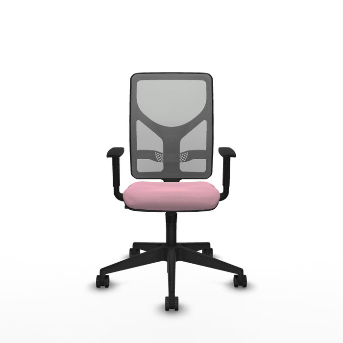 Chaise Motilla Synchro 3 positions tissu Rose Maille Gris Base pyramidale noire Accoudoir 1D Sans appui-tête Roulettes 65mm nylon Chaise Motilla Synchro 3 positions tissu Rose Maille Gris Base pyramidale noire Accoudoir 1D Sans appui-tête Roulettes 65mm nylon