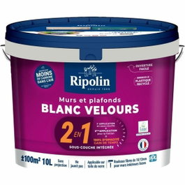 Ripolin Peinture Mur & Plafond 2 en 1 Blanc Velours - 10 L