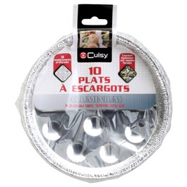 Cuisy Lot de 10 assiettes à escargots en aluminium
