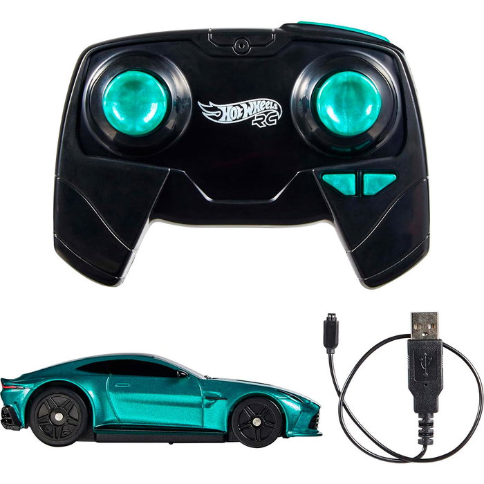 Hot Wheels Aston Martin Vantage - Voiture télécommandée RC 1:64 avec télécommande 2,4 GHz pour loops et courses intérieur/extérieur - Jouet enfant +4 ans