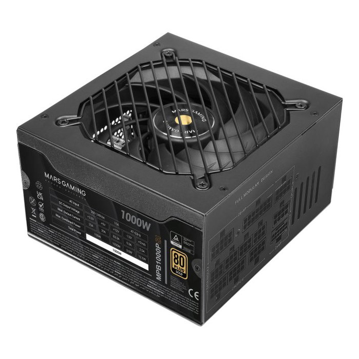 Mars Gaming MPB1000PSI Alimentation Modulaire 1000W ATX 3.1 80+ Gold Noir