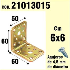 WOLFPACK LINEA PROFESIONAL Support pour bois angulaire 50x 60x 60 mm. en métal bichromaté