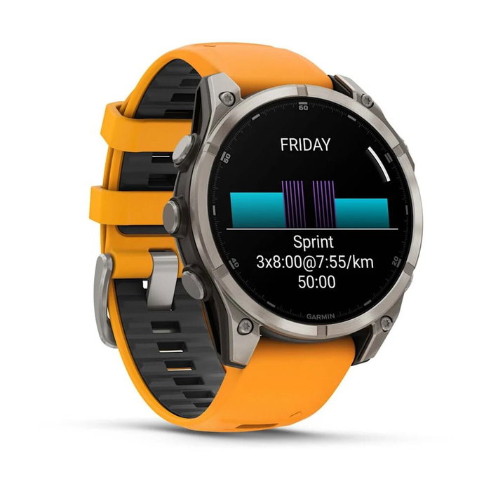 Garmin fenix 8 Sapphire - Montre connectée GPS - Réf. 010-02904-11 - Gris/Orange