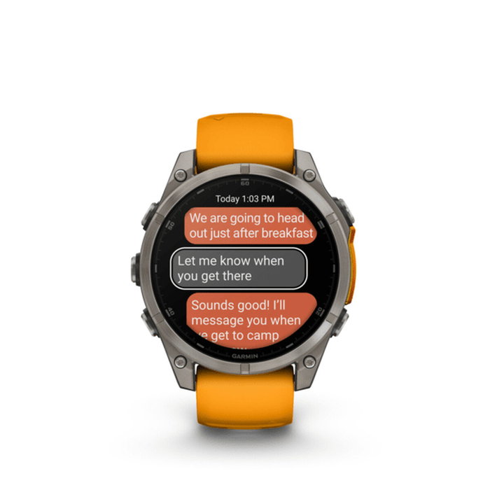 Garmin fenix 8 Sapphire - Montre connectée GPS - Réf. 010-02904-11 - Gris/Orange