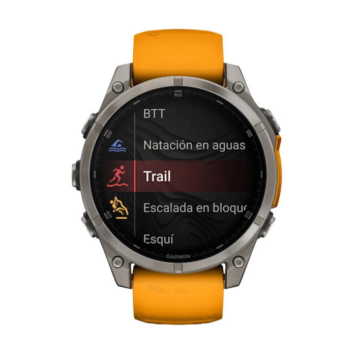Garmin fenix 8 Sapphire - Montre connectée GPS - Réf. 010-02904-11 - Gris/Orange