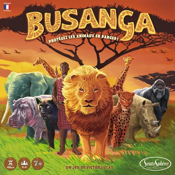 Sentosphere Busunga - Jeu de société stratégique et familial dès 7 ans - Aventure en savane africaine pour sauver 8 espèces en voie de disparition