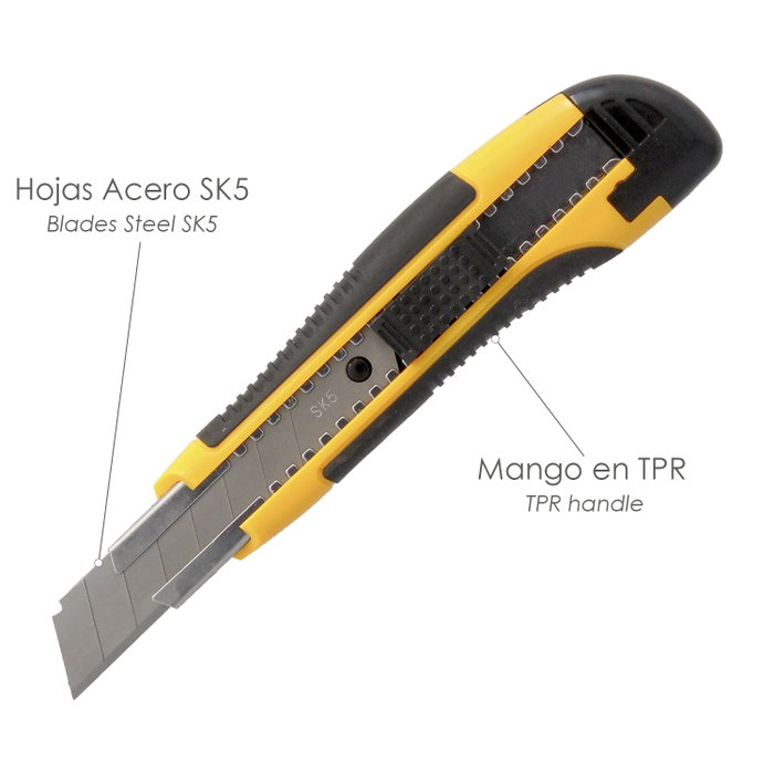 WOLFPACK LINEA PROFESIONAL Cutter 18 mm avec 2 lames (Présentoir de 24 pièces) WOLFPACK LINEA PROFESIONAL Cutter 18 mm avec 2 lames (Présentoir de 24 pièces)