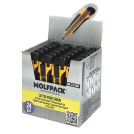 WOLFPACK LINEA PROFESIONAL Cutter 18 mm avec 2 lames (Présentoir de 24 pièces)