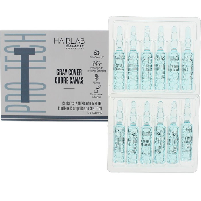 Salerm Flacons Grey Cover 12 x 5 ml - Ampoules pour Couvrir et Colorer les Cheveux Blancs Tenaces