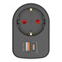 Simon Adaptateur combi 30 W USB A + C + 1 prise Schuko noir