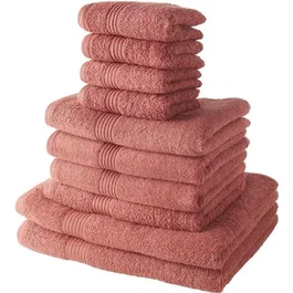 Today Lot de 10 serviettes et draps de bain en coton, Terracotta