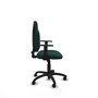 Chaise de bureau Algarra avec mécanisme de contact permanent de base, revêtue de similicuir vert bouteille. Équipée d'une base en polyamide noire, d'accoudoirs 1D et de roulettes pour parquet