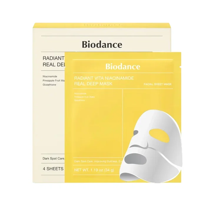 Biodance Vita Niacinamide Éclaircissement Masque facial, 4 pcs, 34 g Biodance Vita Niacinamide Éclaircissement Masque facial, 4 pcs, 34 g