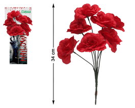 Atosa Bouquet de fleurs rouges décoratif 34 cm pour ambiance horreur