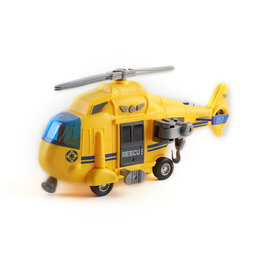 TACHAN Hélicoptère de Secours avec Lumières et Sons, Version 1:16 pour Enfants, Jouet à Friction Fonctionnant sur Piles, Langues Anglais Français Allemand Italien Portugais Espagnol