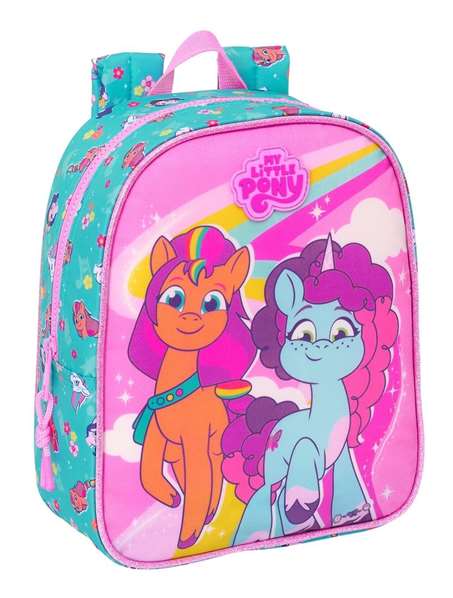 Safta Mochila guarderia adapt.carro My Little Pony Magic 22 x 27 x 10 cm - Sac à dos maternelle adaptable à la poussette - Âge minimum recommandé : 3 ans