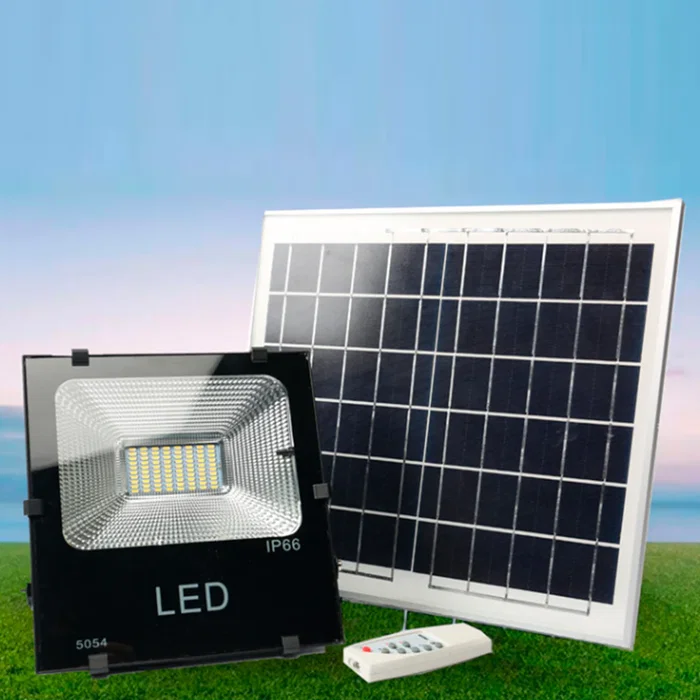 Proyector Solar LED 200W 20000 Lumens 6000K avec Panneau Solaire et Télécommande - Kit d'Éclairage Extérieur Automatique 40000H