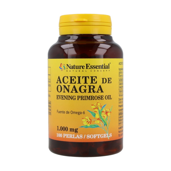 NATURE ESSENTIAL Huile d'onagre 1000 mg (10% GLA) avec Vitamine E, 100 perles