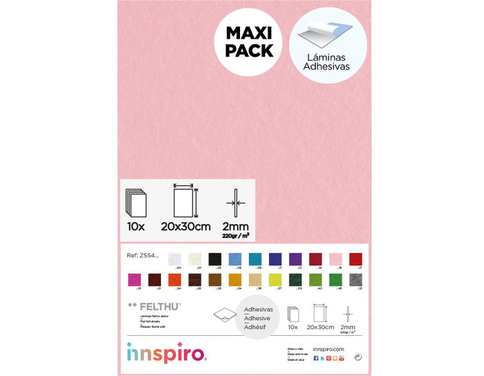 Innspiro Feutre acrylique rose clair feuilles adhésives 20x30cm x 2mm Innspiro Feutre acrylique rose clair feuilles adhésives 20x30cm x 2mm
