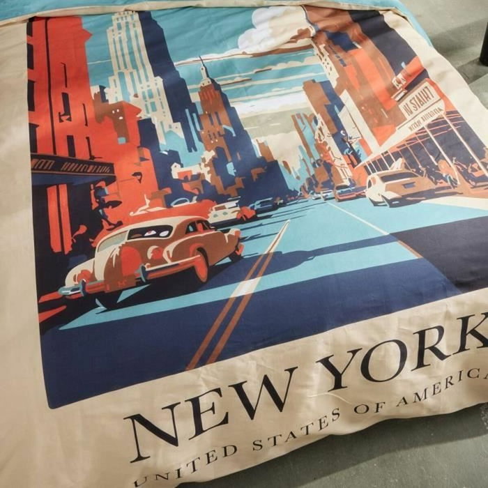 Today Parure de lit Java Imprimé New York Beige 2 personnes Today Parure de lit Java Imprimé New York Beige 2 personnes