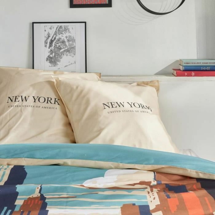 Today Parure de lit Java Imprimé New York Beige 2 personnes Today Parure de lit Java Imprimé New York Beige 2 personnes