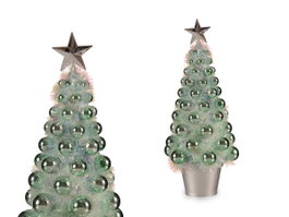 Krist+ Arbre de Noël Iridiscent à Boules Vert Taille M 16x37x16 cm (Set de 12)