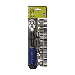 Irimo Jeu de 12 pièces de clé à cliquet 1/2 pouce avec 10 douilles 10-24 mm et rallonge 125 mm